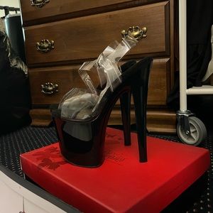 Pleaser heels sandals clear and black